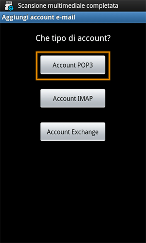 Schermata 2 Android. Scelta tipo di account